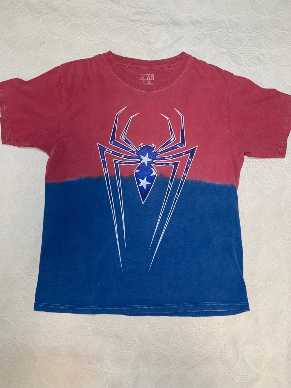Marvel Red and Blue Spider Emblem Short Sleeve Tee